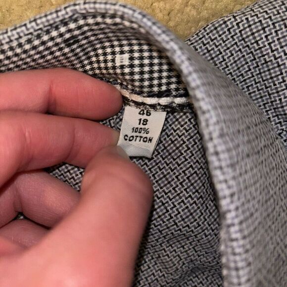 Robert Graham Houndstooth Plaid Button Down Shirt Grey White Black Size 46/18 - Picture 4 of 8